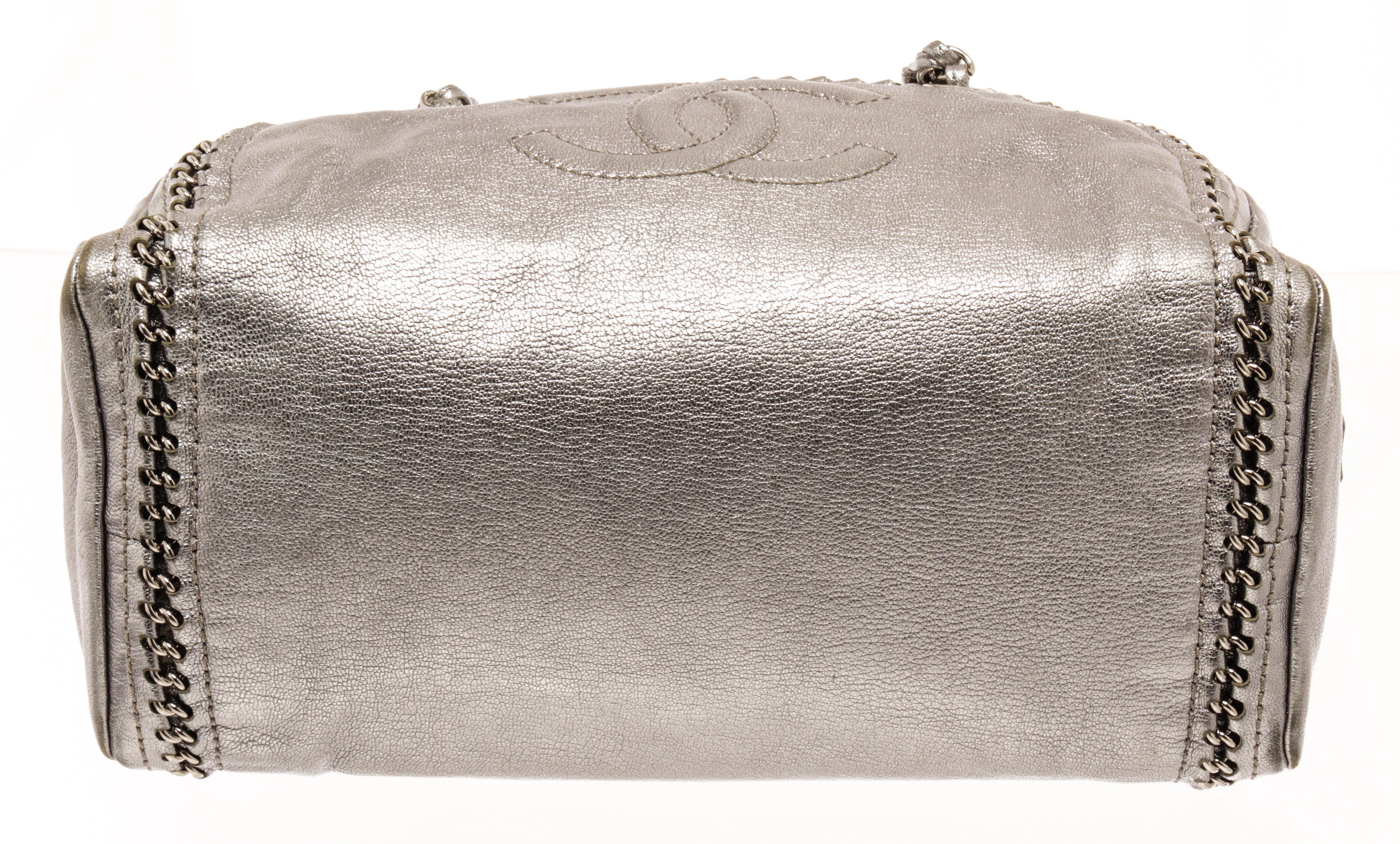 Women's Chanel Silver Leather Doctor Shoulder Bag