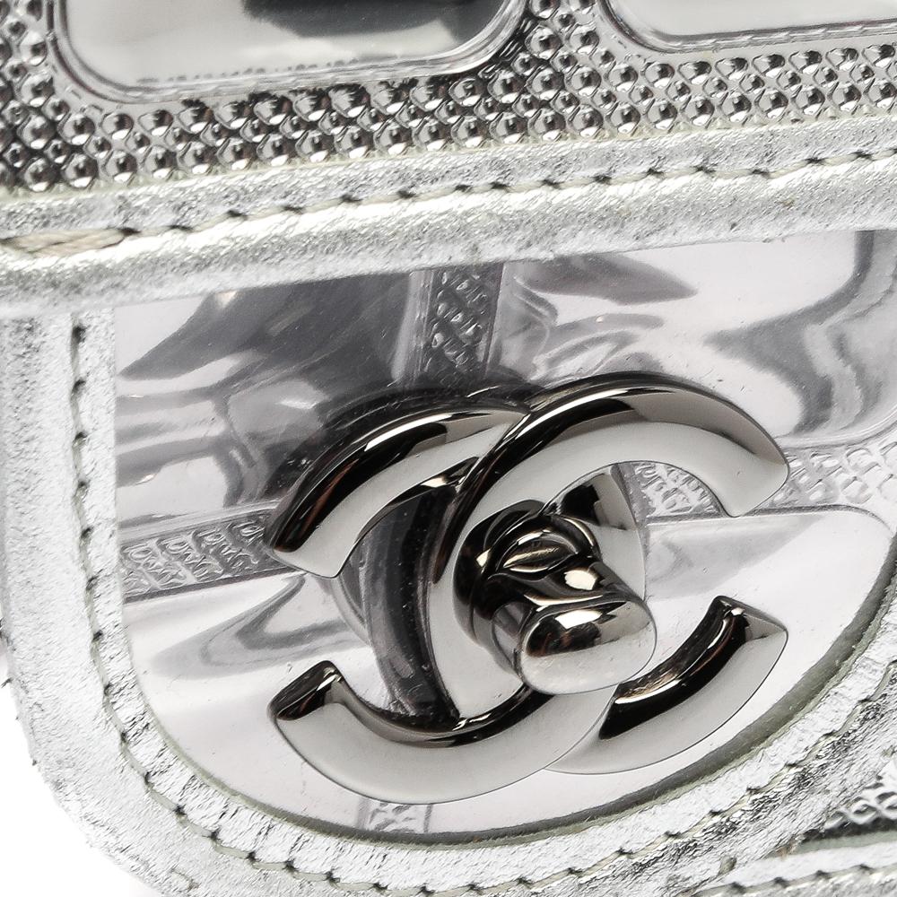 Chanel Silver Leather Ice Cube Limited Edition Flap Bag 3