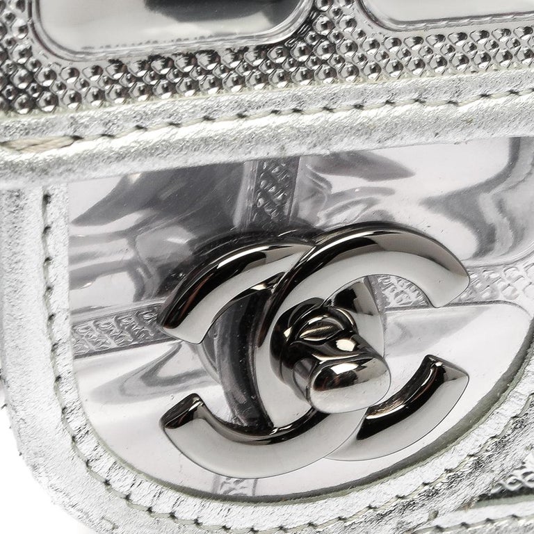 Chanel Silver Leather Ice Cube Limited Edition Flap Bag at 1stDibs