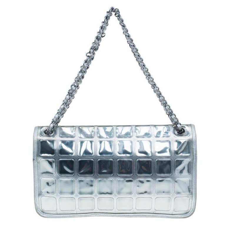 Chanel Silver Leather Ice Cube Limited Edition Flap Bag For Sale at 1stDibs