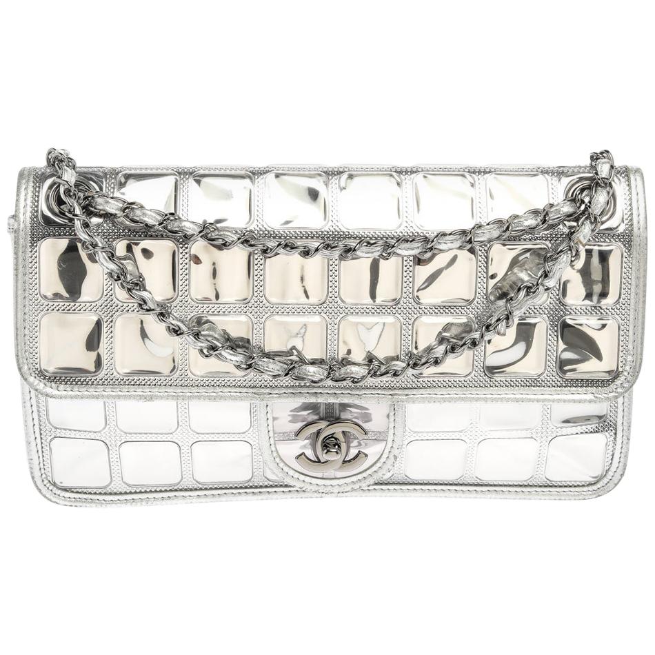 Chanel Silver Leather Ice Cube Limited Edition Flap Bag at 1stDibs