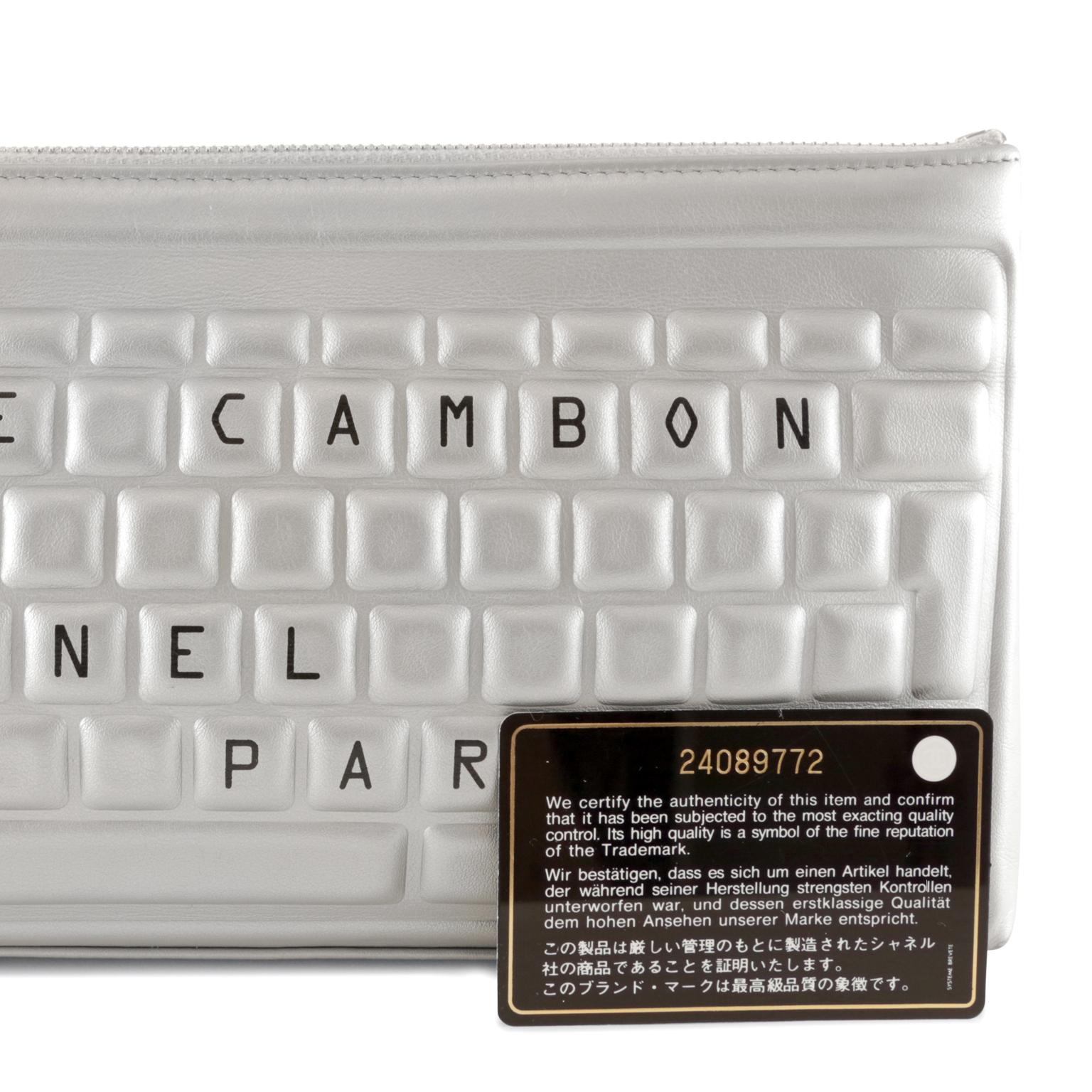 Chanel Silver Leather Keyboard Clutch 1