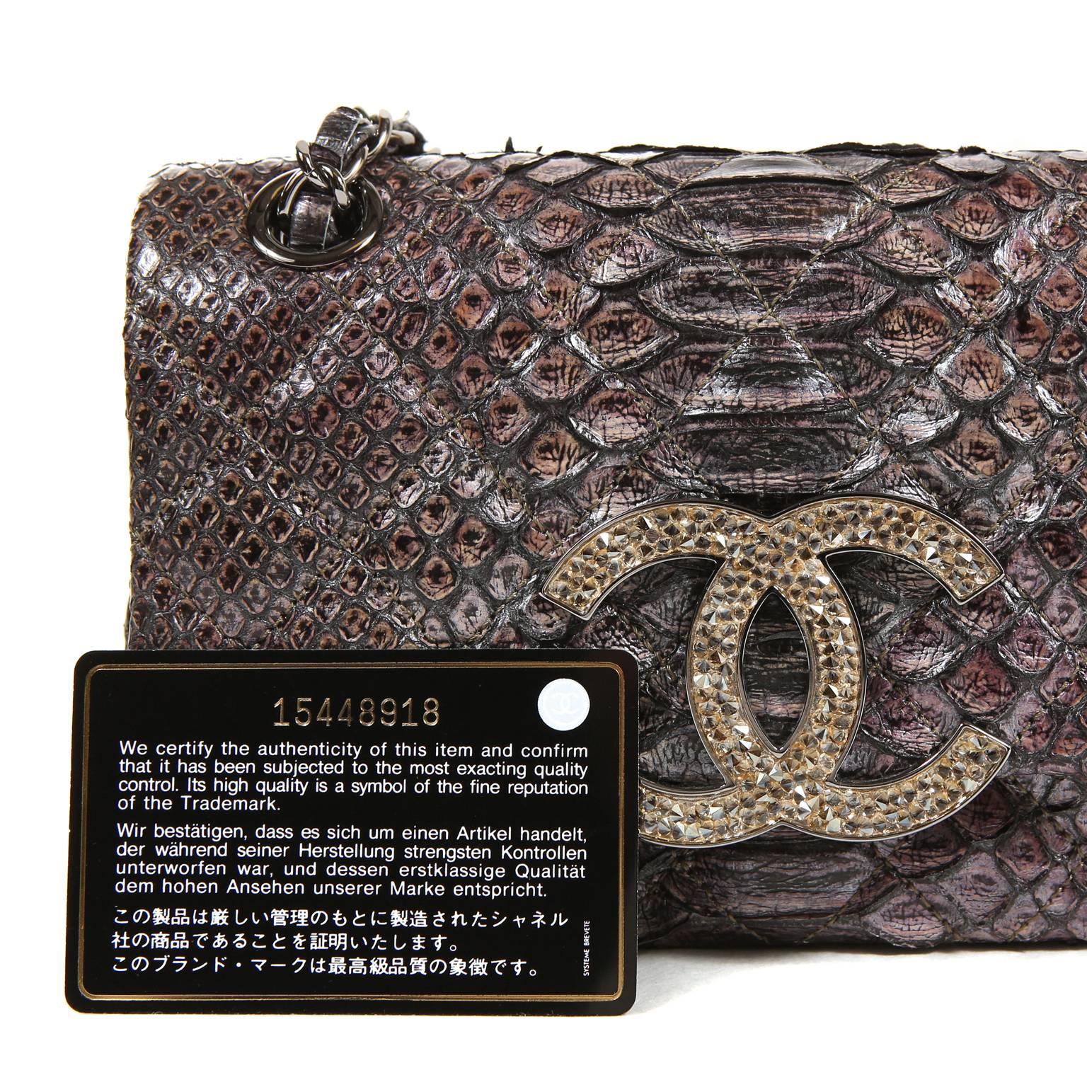 Chanel Silver Lilac Python Flap Bag 4