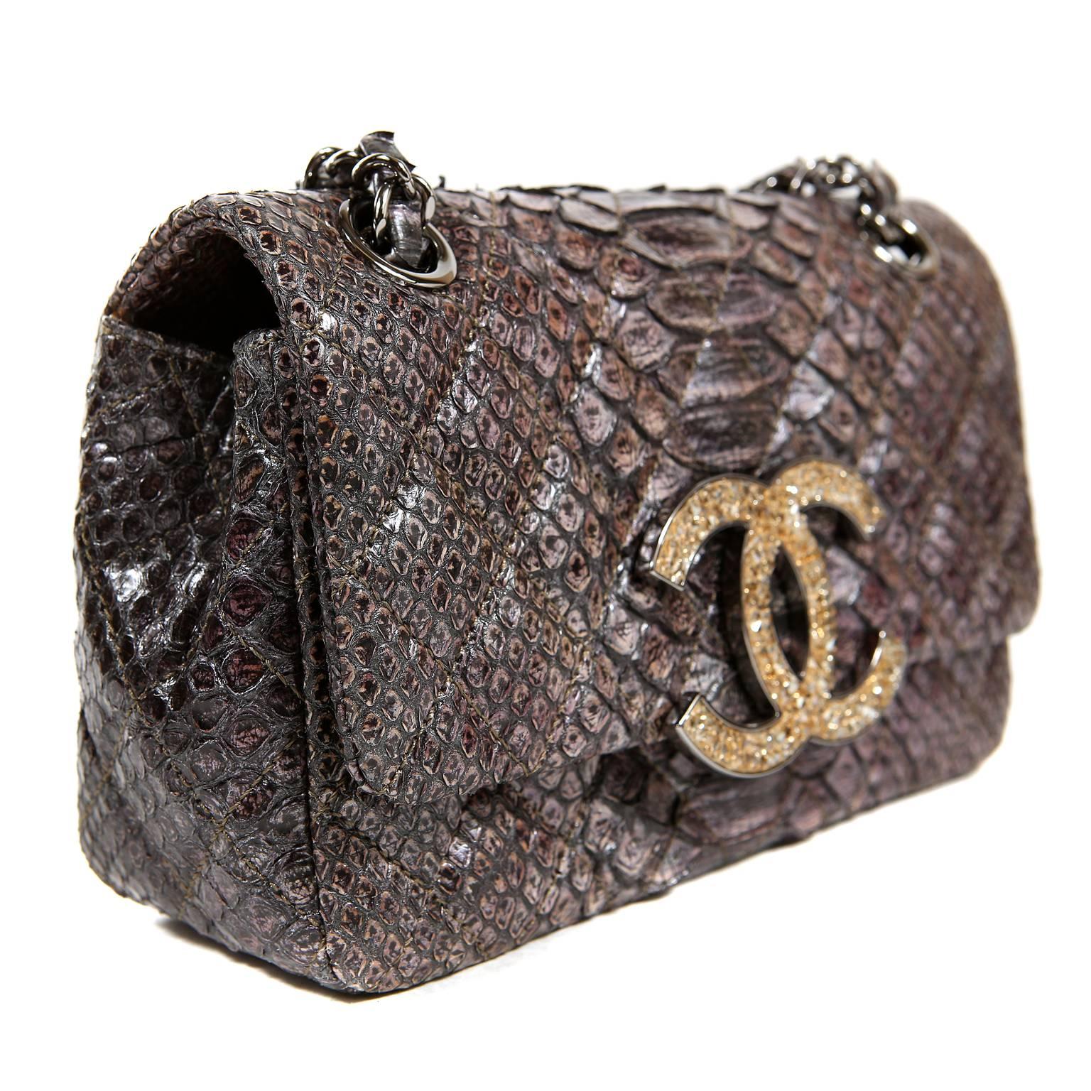 chanel python flap bag