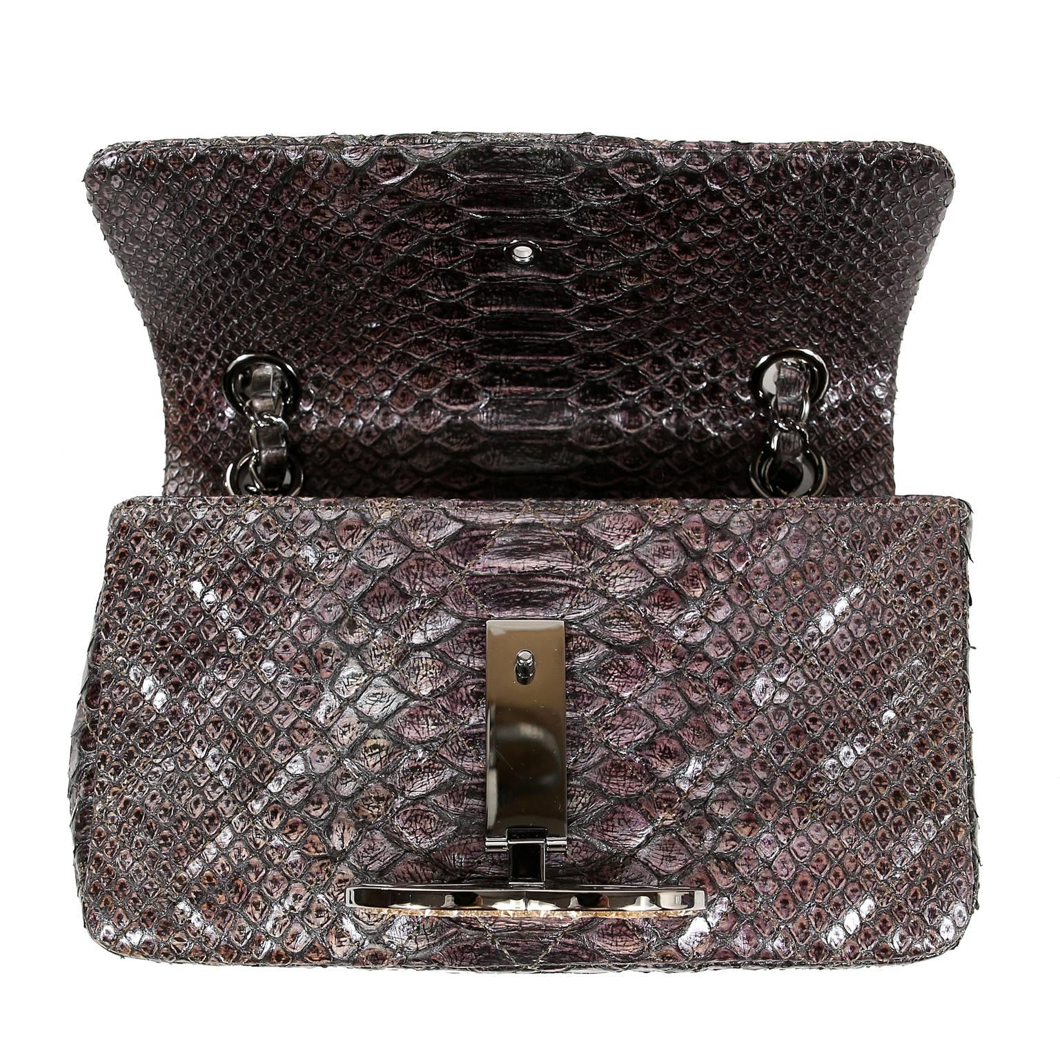 Women's Chanel Silver Lilac Python Flap Bag