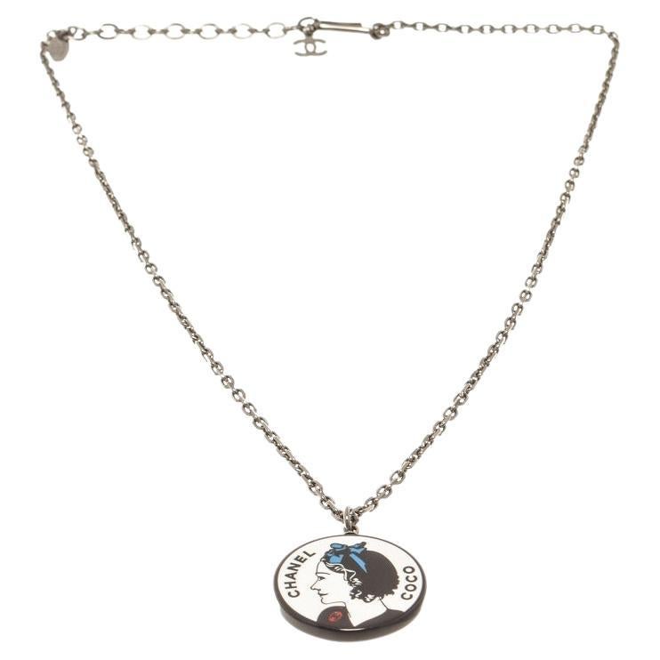 Chanel Silver Mademoiselle Necklace For Sale
