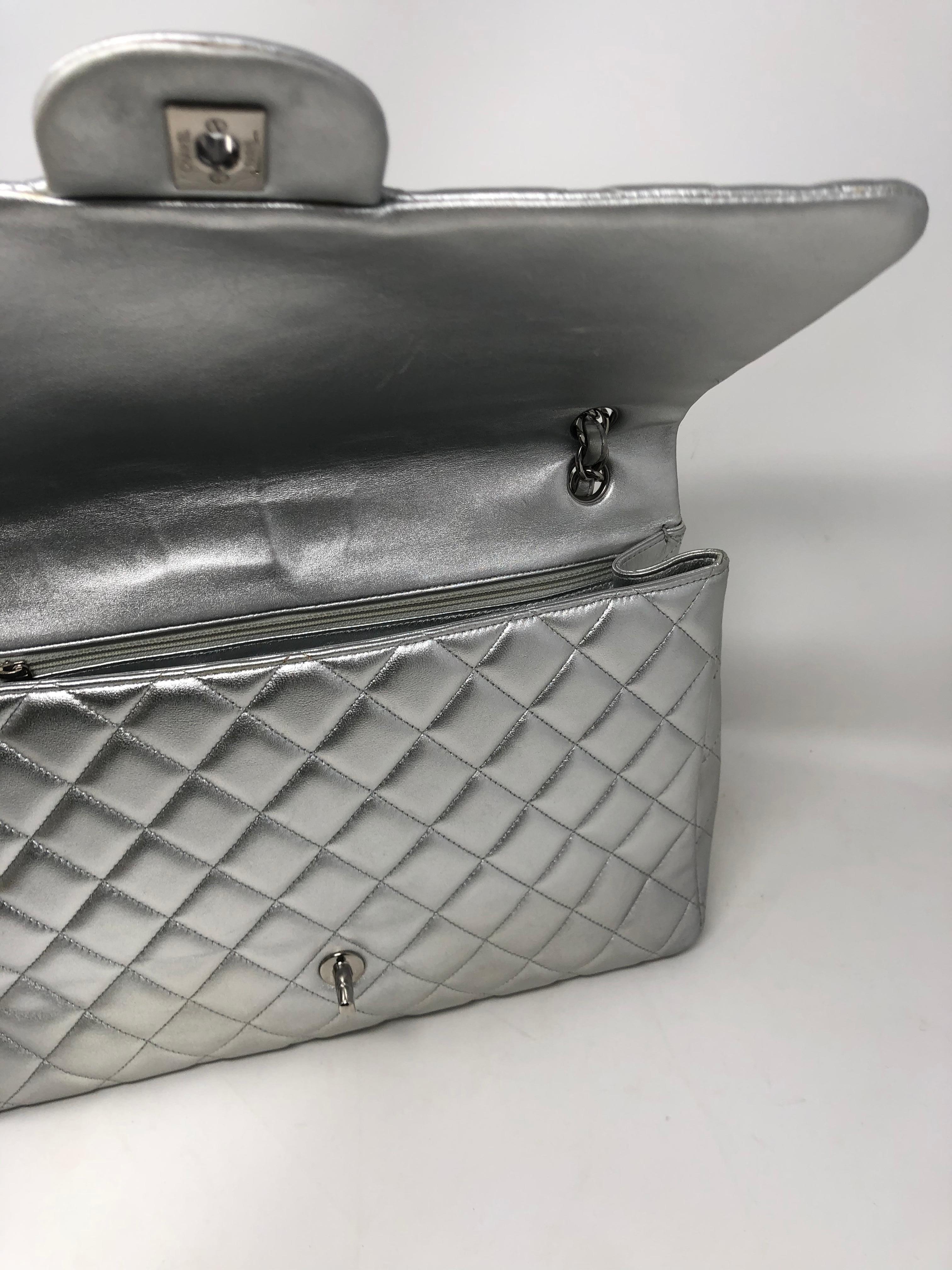 Chanel Silver Maxi Lambskin SHW 2