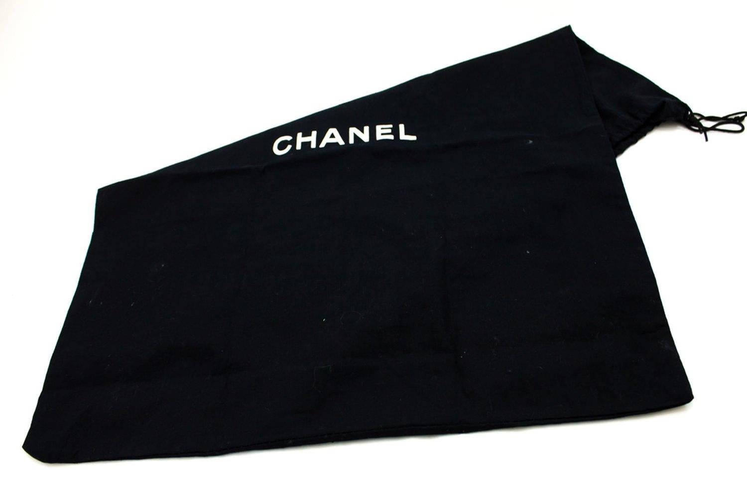 CHANEL Silver Medallion Caviar Shoulder Shopping Tote Bag Black 12