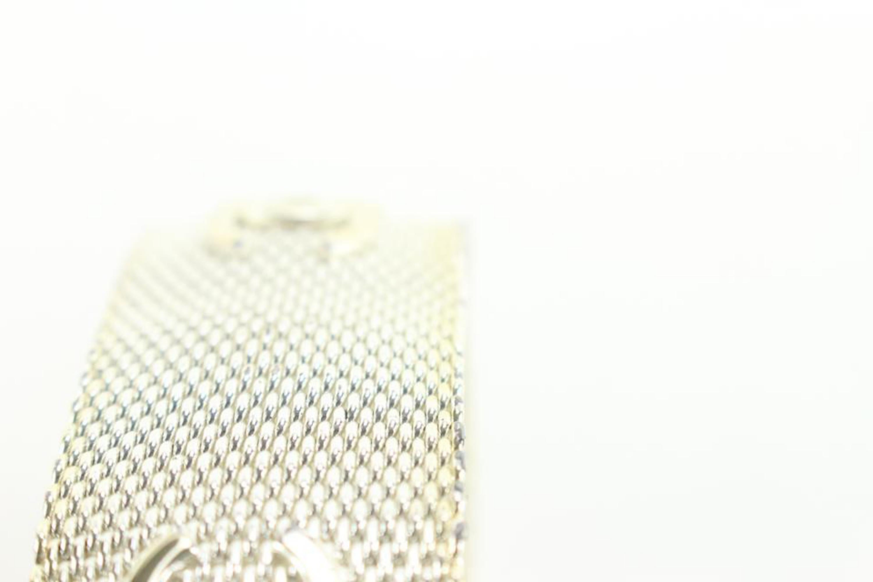 Chanel Silver Mesh Chainlink CC Cuff Bangle Bracelet 34ck811s 4