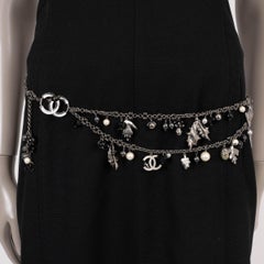 CHANEL silver metal 05A AUTUM CHARMS CHAIN Belt 85 90