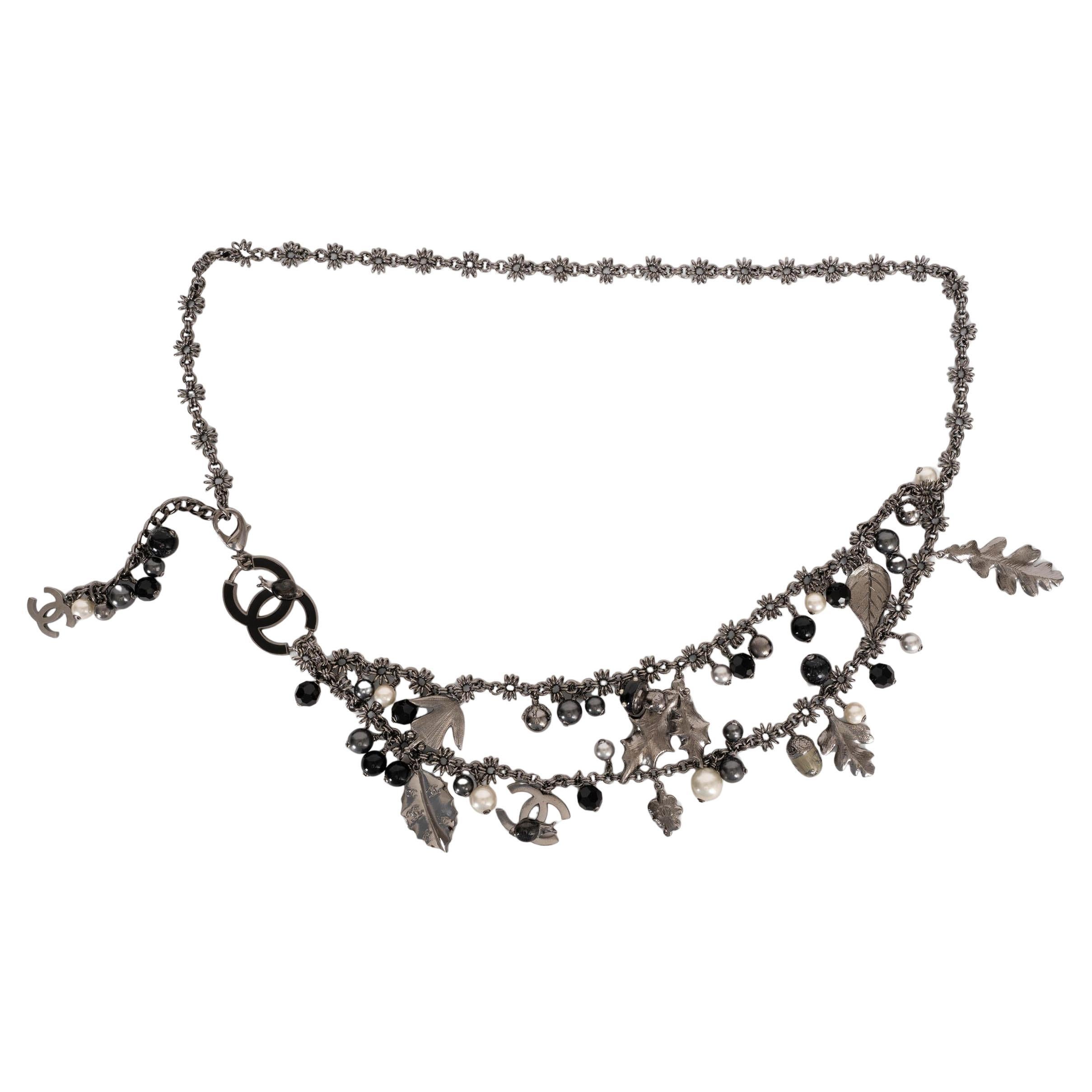 CHANEL métal argenté 05A AUTUM CHARMS CHAIN Belt 85 90