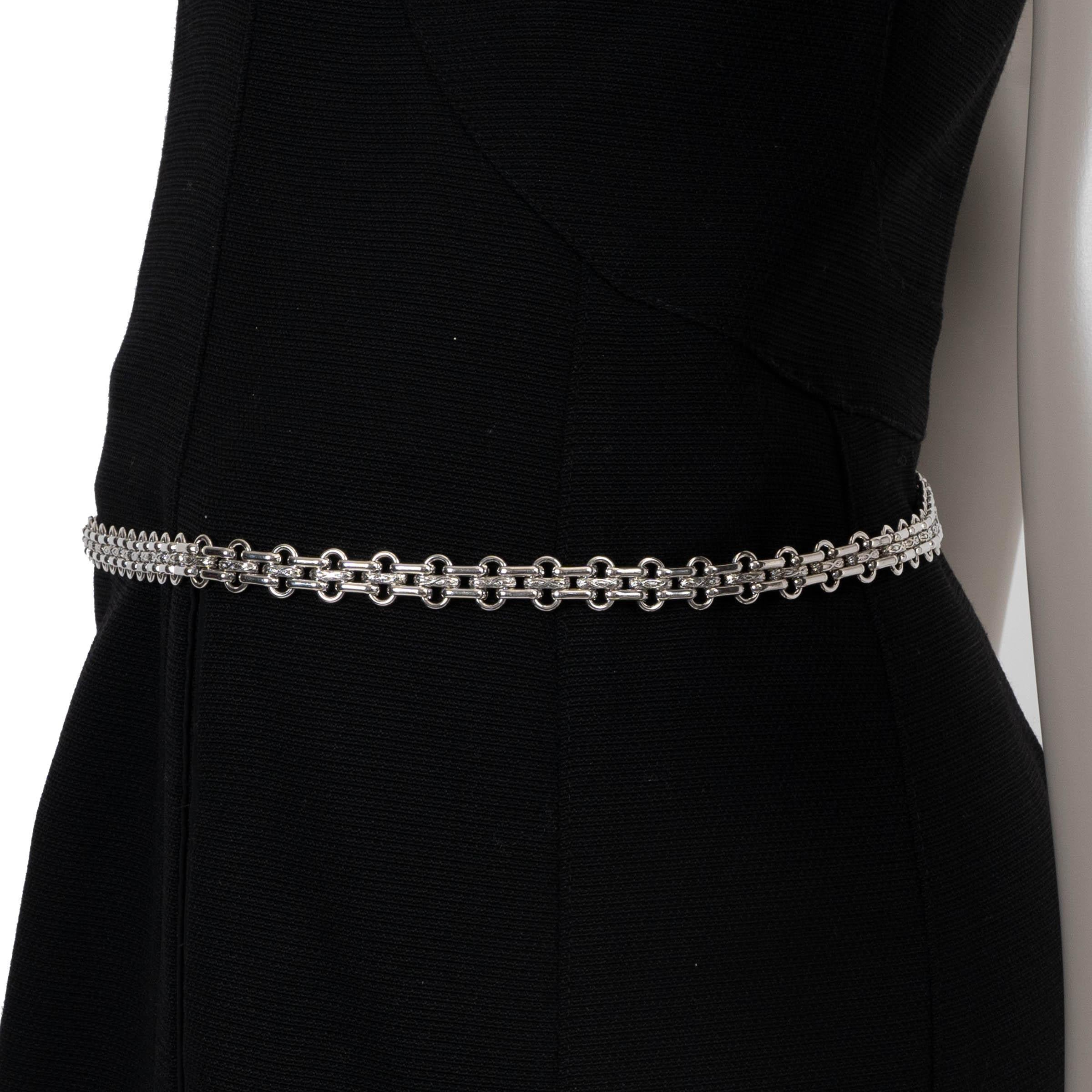 Marron CHANEL métal argenté 05A CRYSTAL CAMELLIA CHAINE Ceinture 85 90 en vente