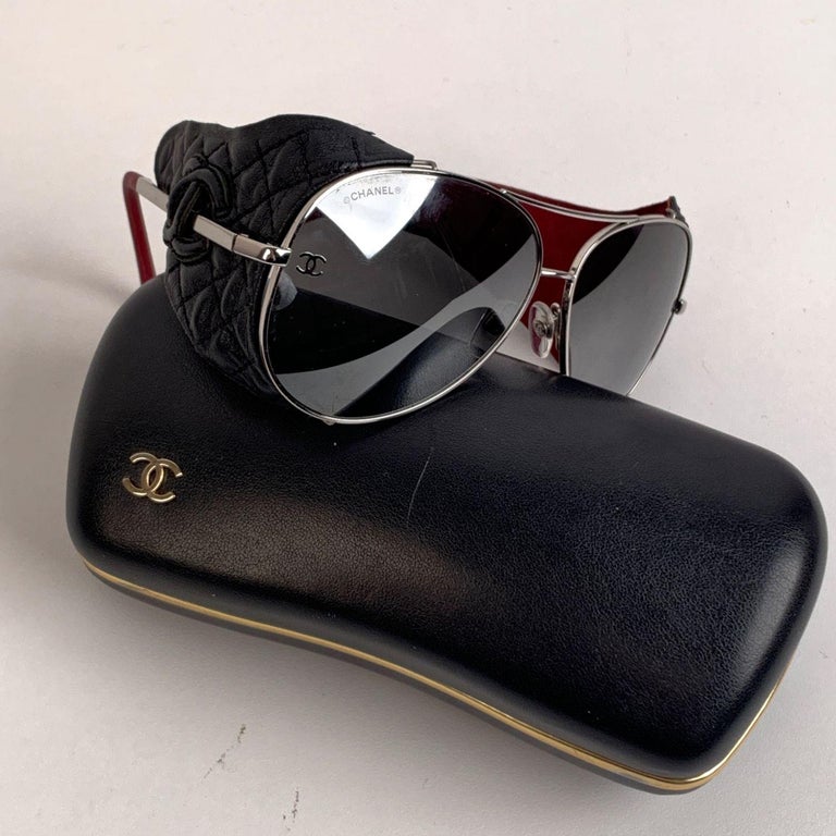 Chanel Silver Metal 4192 Aviator Sunglasses Quilted Leather Sleeves For  Sale at 1stDibs | chanel aviator sunglasses with leather sides, chanel  aviator sunglasses