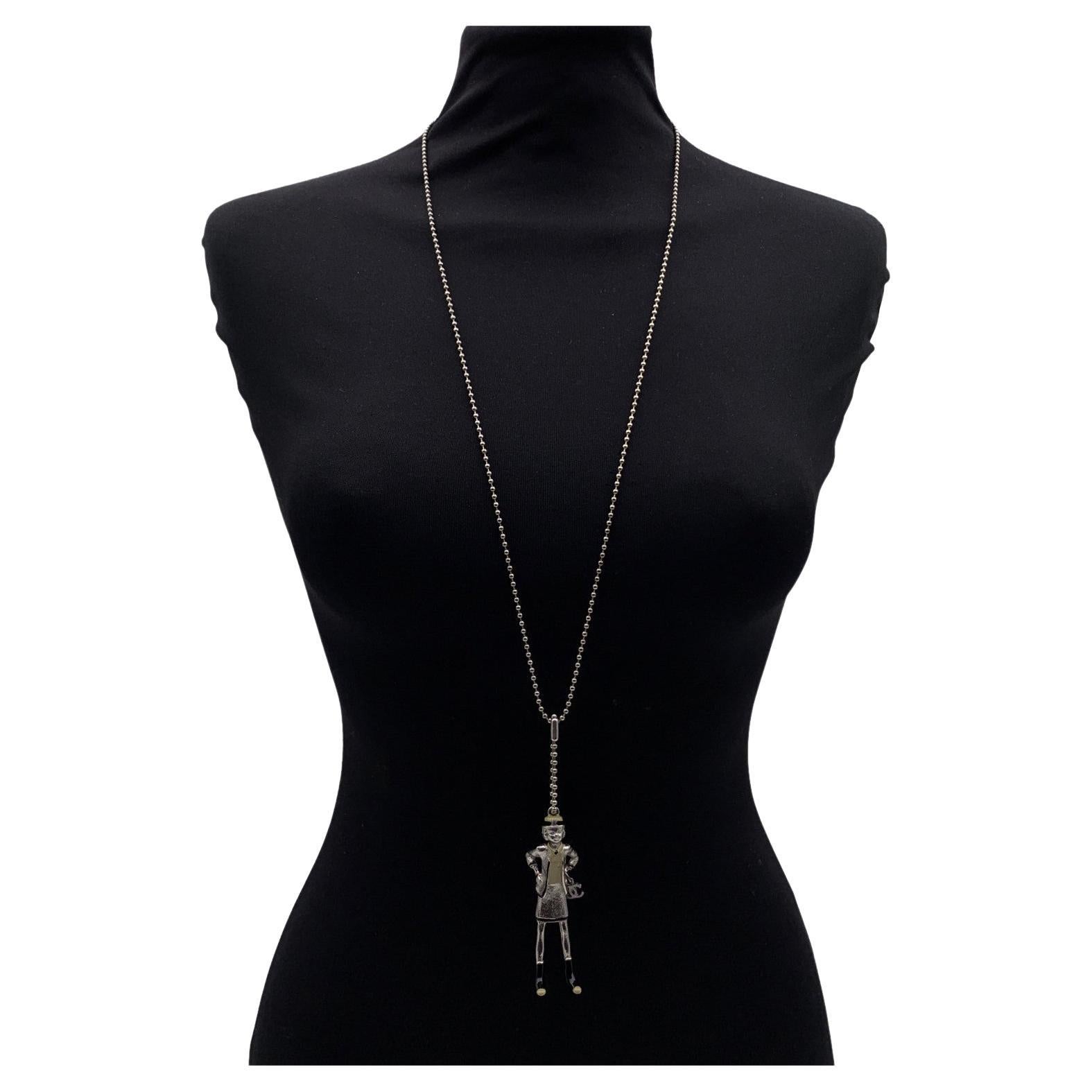 Chanel Silver Metal Coco Mademoiselle Figurine Pendant Necklace