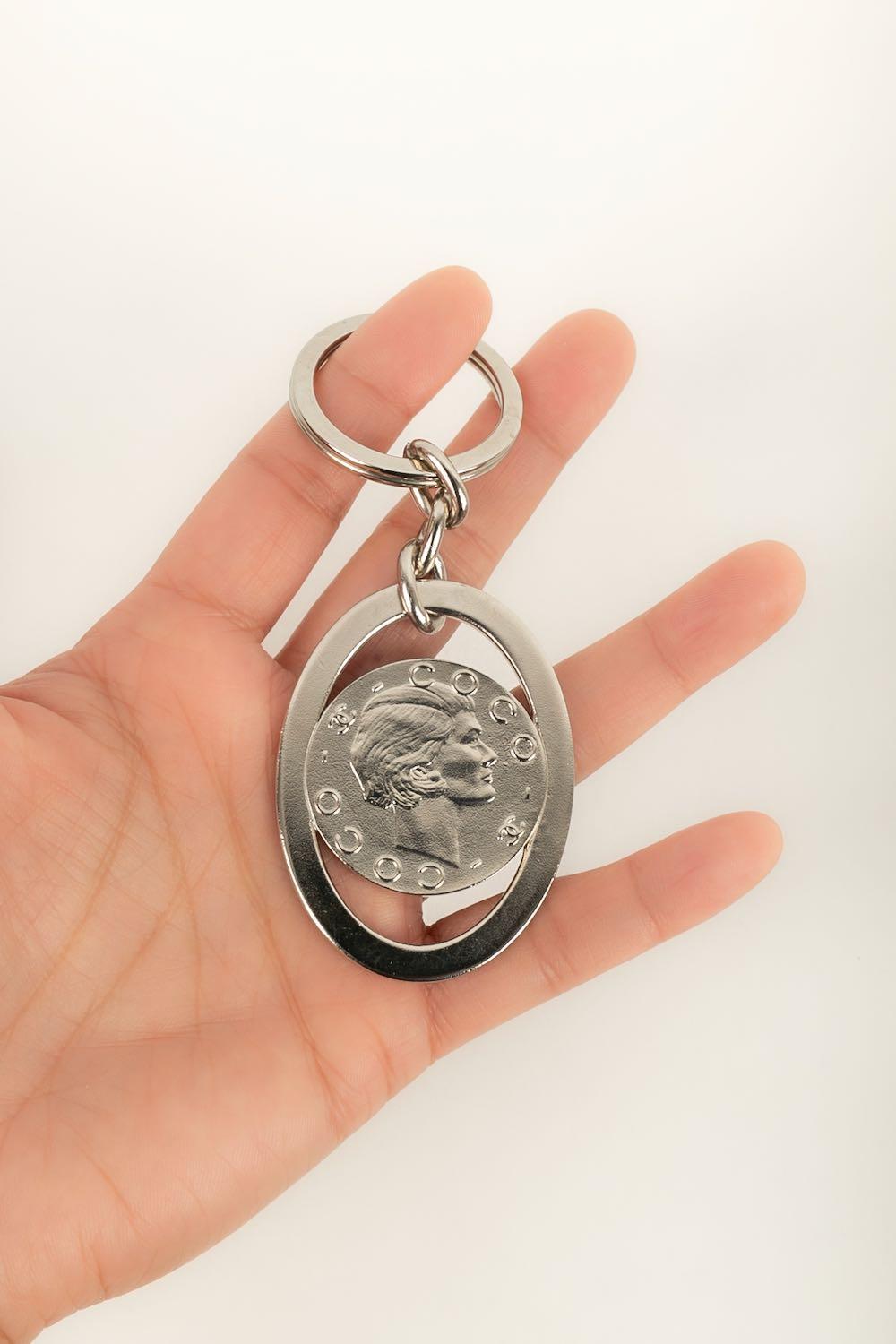 Chanel Silver Metal Key Ring 2