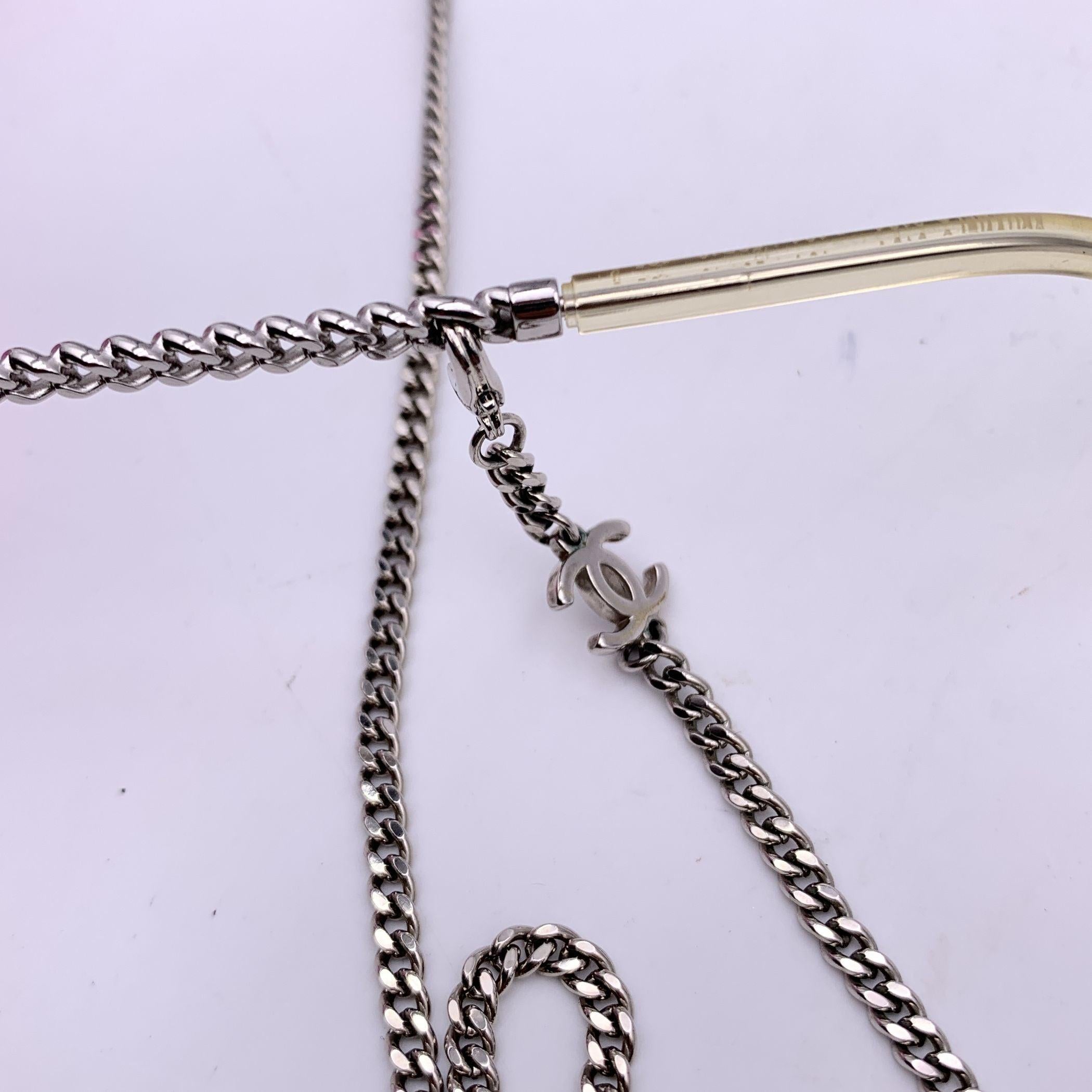 Chanel Silver Metal Pantos Sunglasses 2184 50/19 135mm with Chain 1