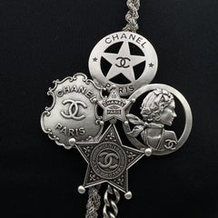 Chanel Silver Metal Paris-Dallas Multistrand Necklace CC Logo