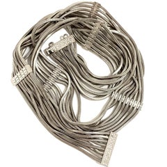 CHANEL Silver Metal Snake Mesh Belt Size 85 FR