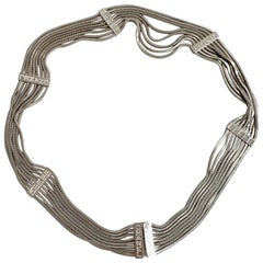 CHANEL Silver Metal Snake Mesh Belt Size 85 FR