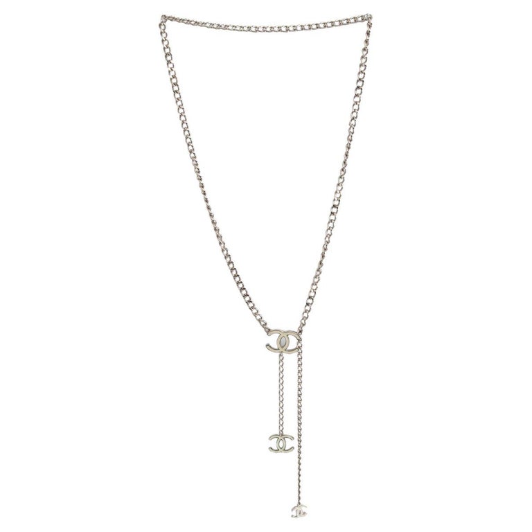 CHANEL, Jewelry, Vintage White Enamel Clover 8 Gold Filled Seed Peal  Necklace