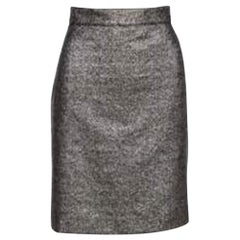 Chanel Silver Metallic A Line Skirt L