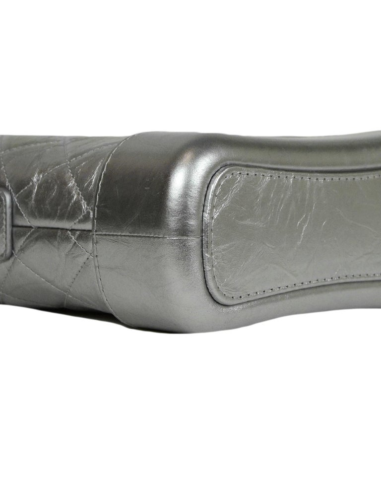 An Iridescent Silver Calfskin Leather Gabrielle Hobo Bag …