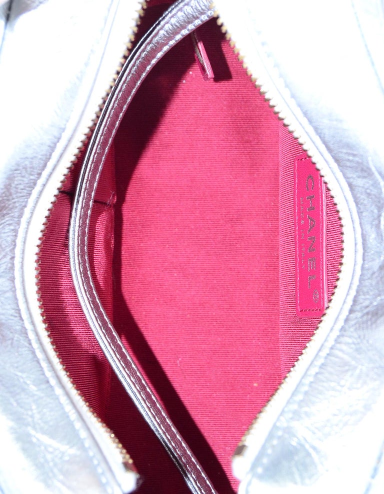 An Iridescent Silver Calfskin Leather Gabrielle Hobo Bag …