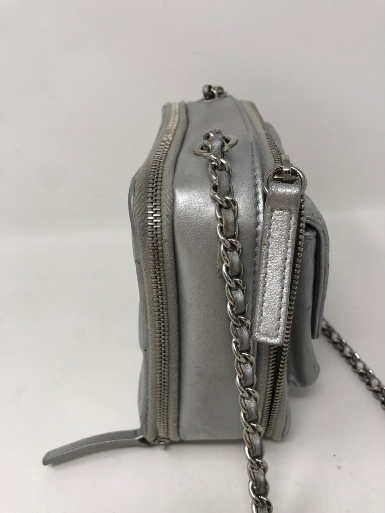 Chanel Silver Metallic Camera Bag Crossbody at 1stDibs silver
