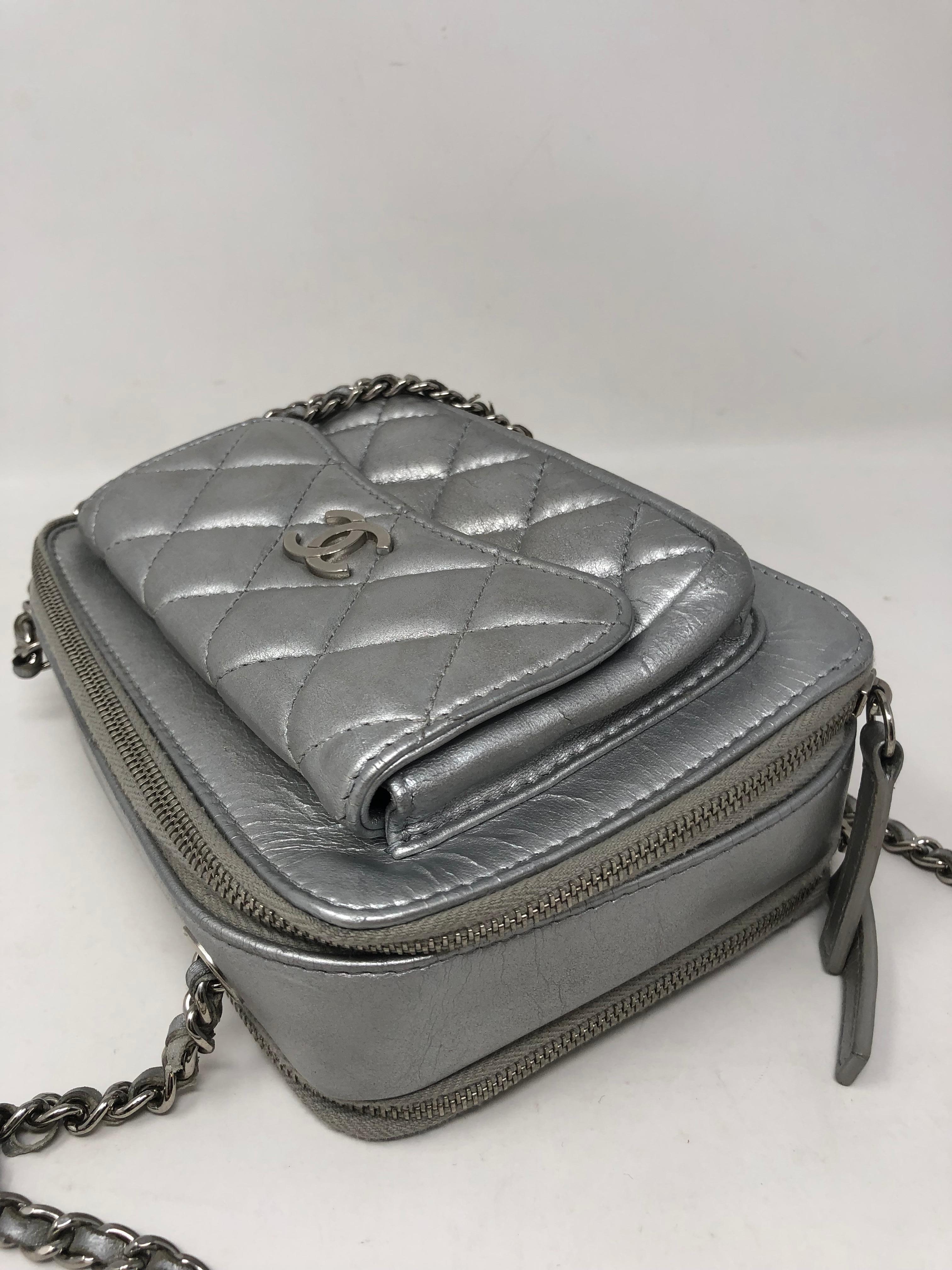 Women's or Men's Chanel Silver Metallic Camera Bag Crossbody
