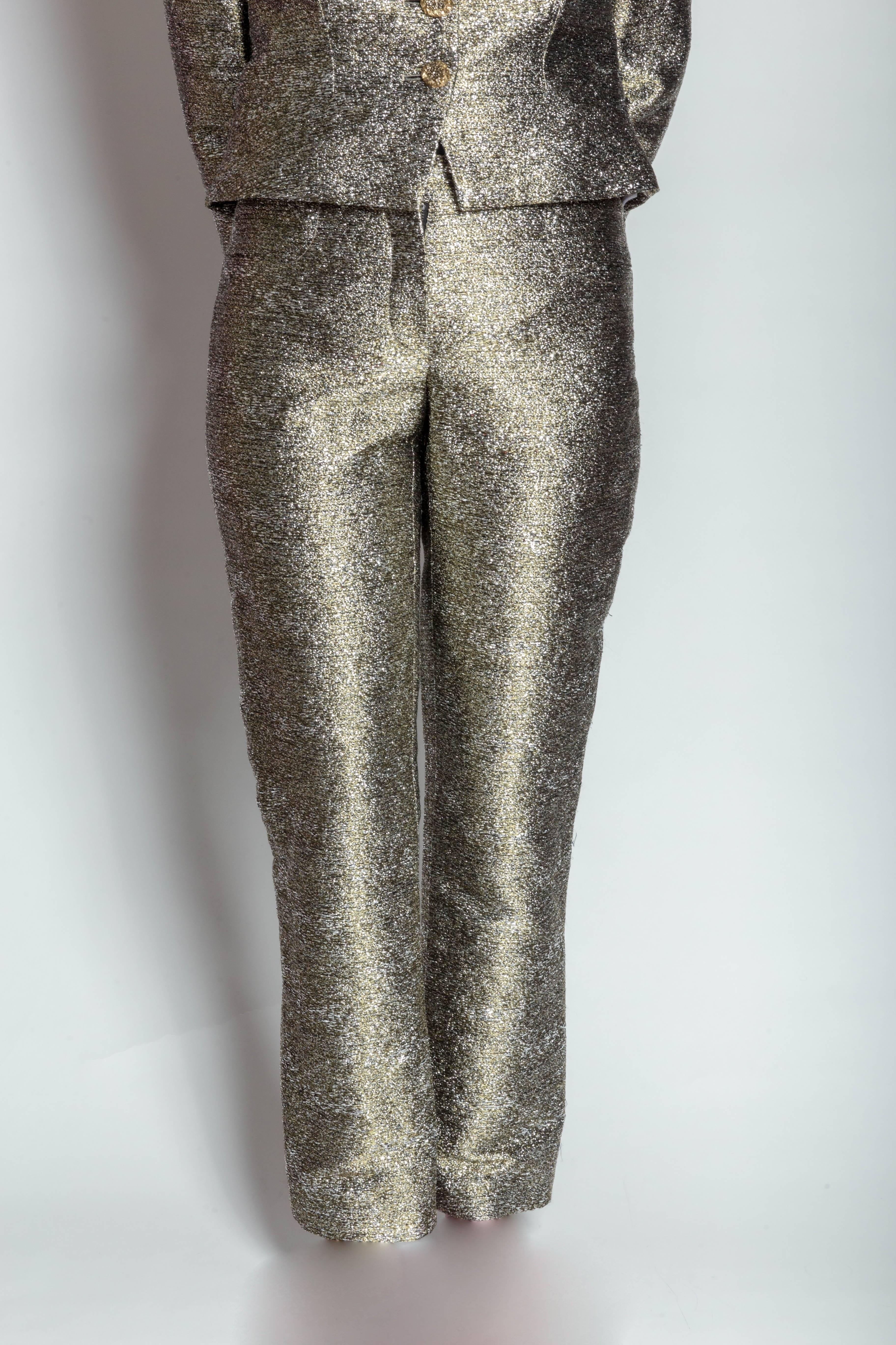 Chanel Silver Metallic Jacket and Pants Suit / Size 40 Jacket / Size 38 Pants 6