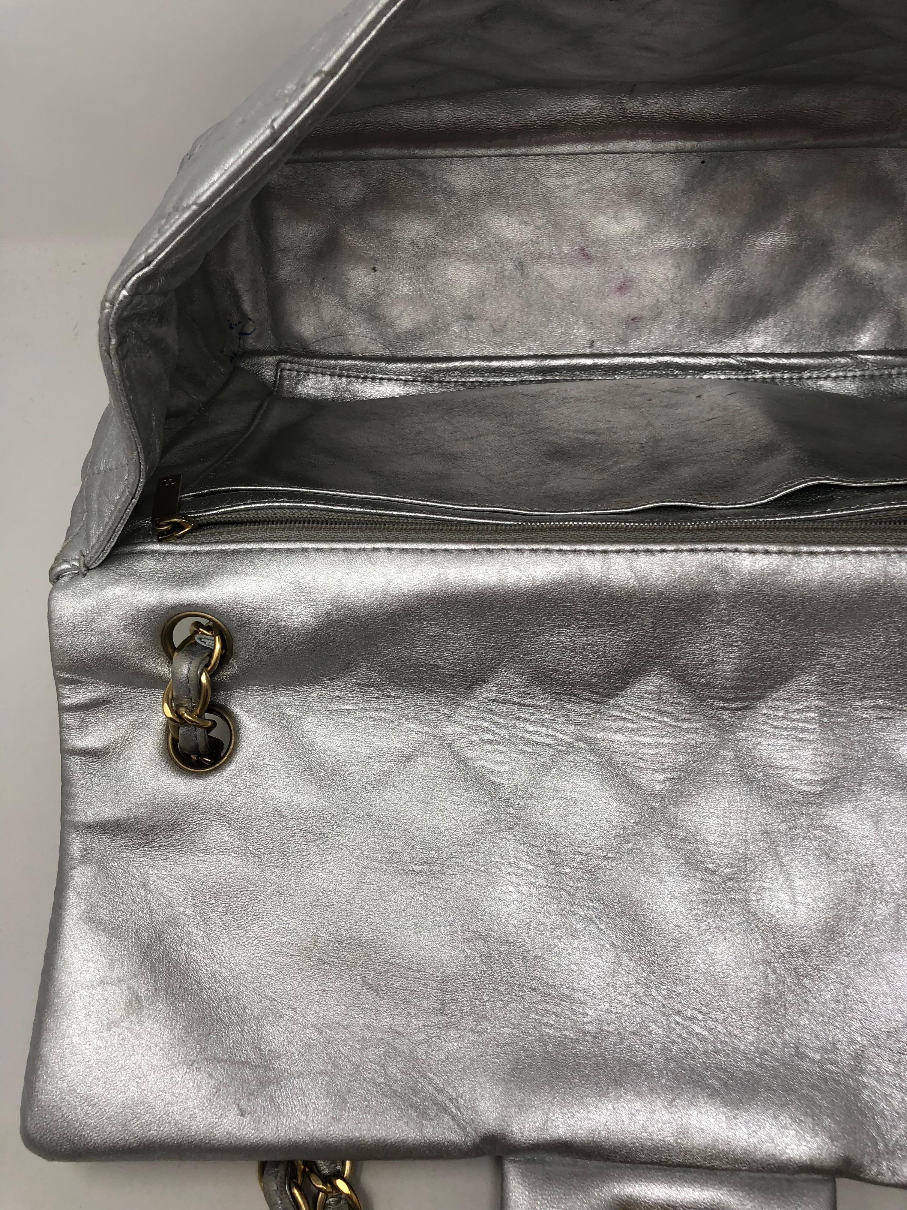 Chanel Silver Metallic Jumbo Bag 12