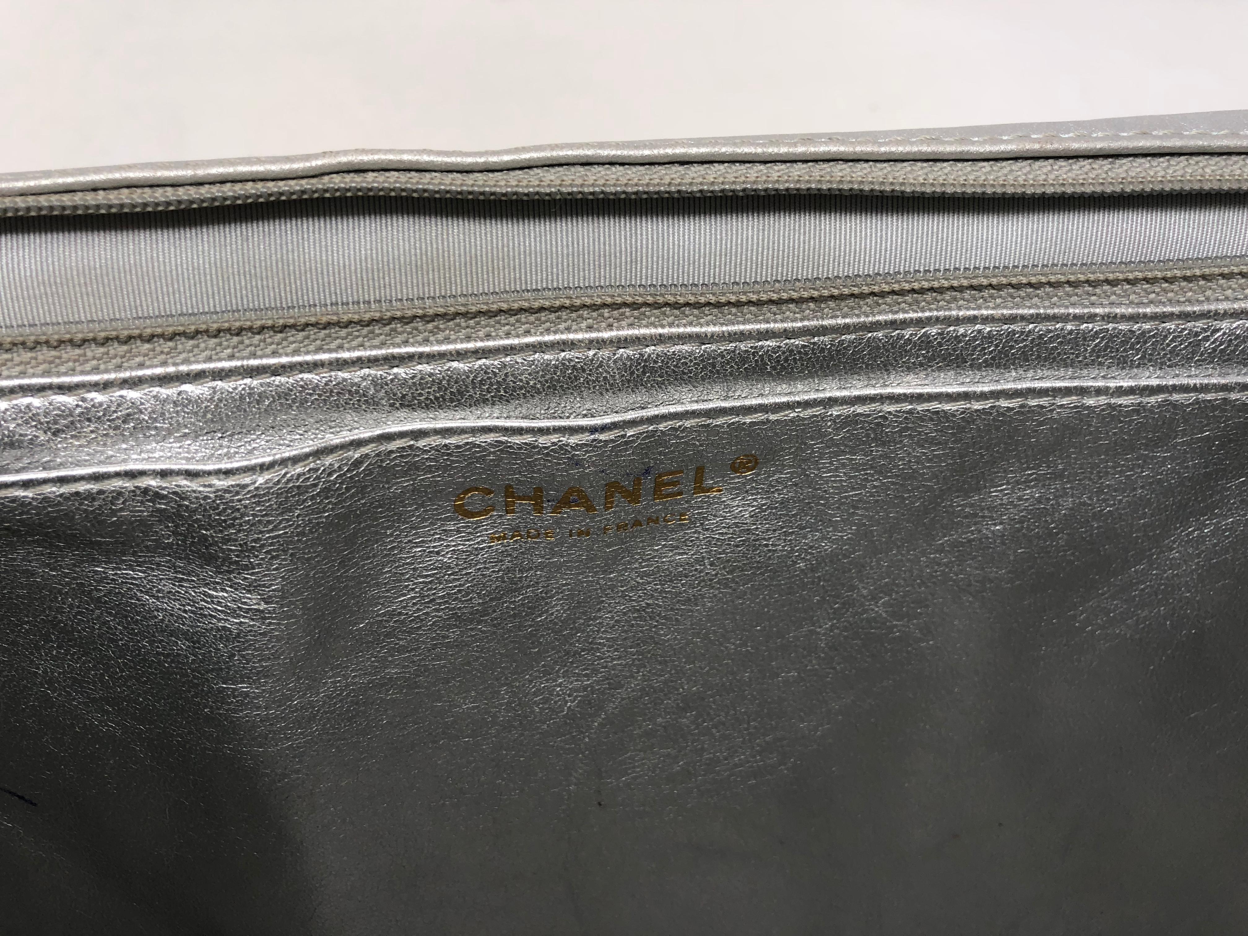 Chanel Silver Metallic Jumbo Bag 16