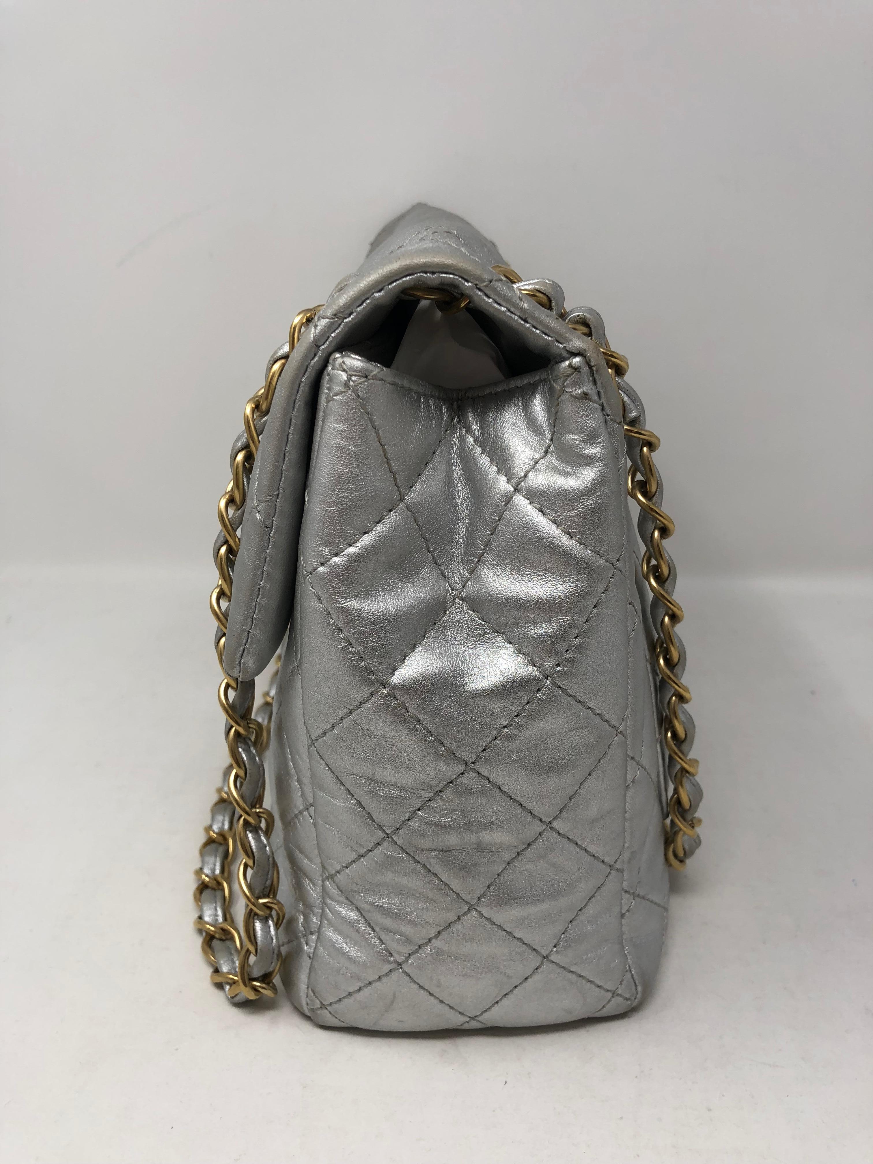 Chanel Silver Metallic Jumbo Bag 2