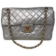 Chanel Silver Metallic Jumbo Bag