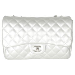 chanel silver clutch purse