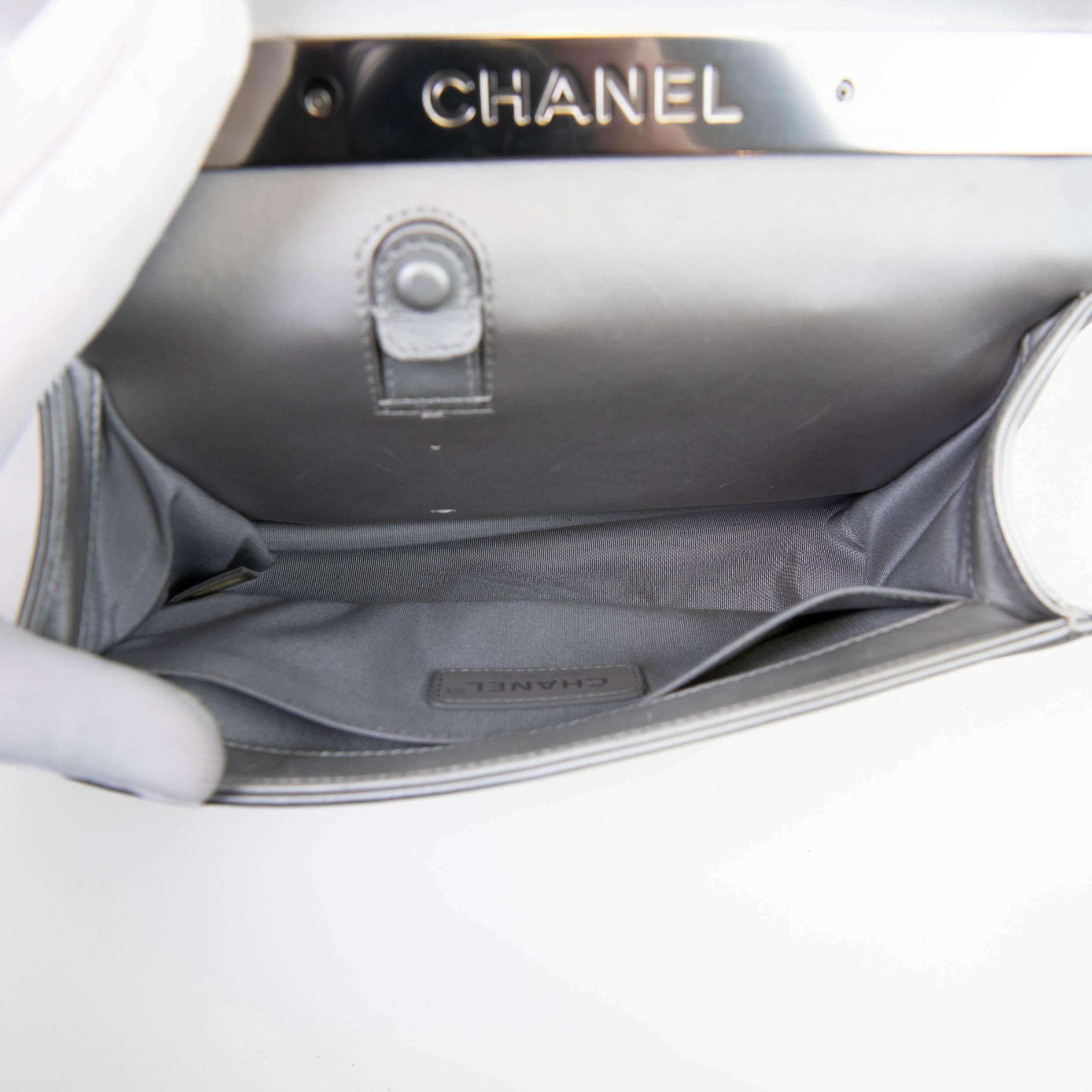 Chanel Silver Metallic Lambskin LED Medium Boy Flap 3