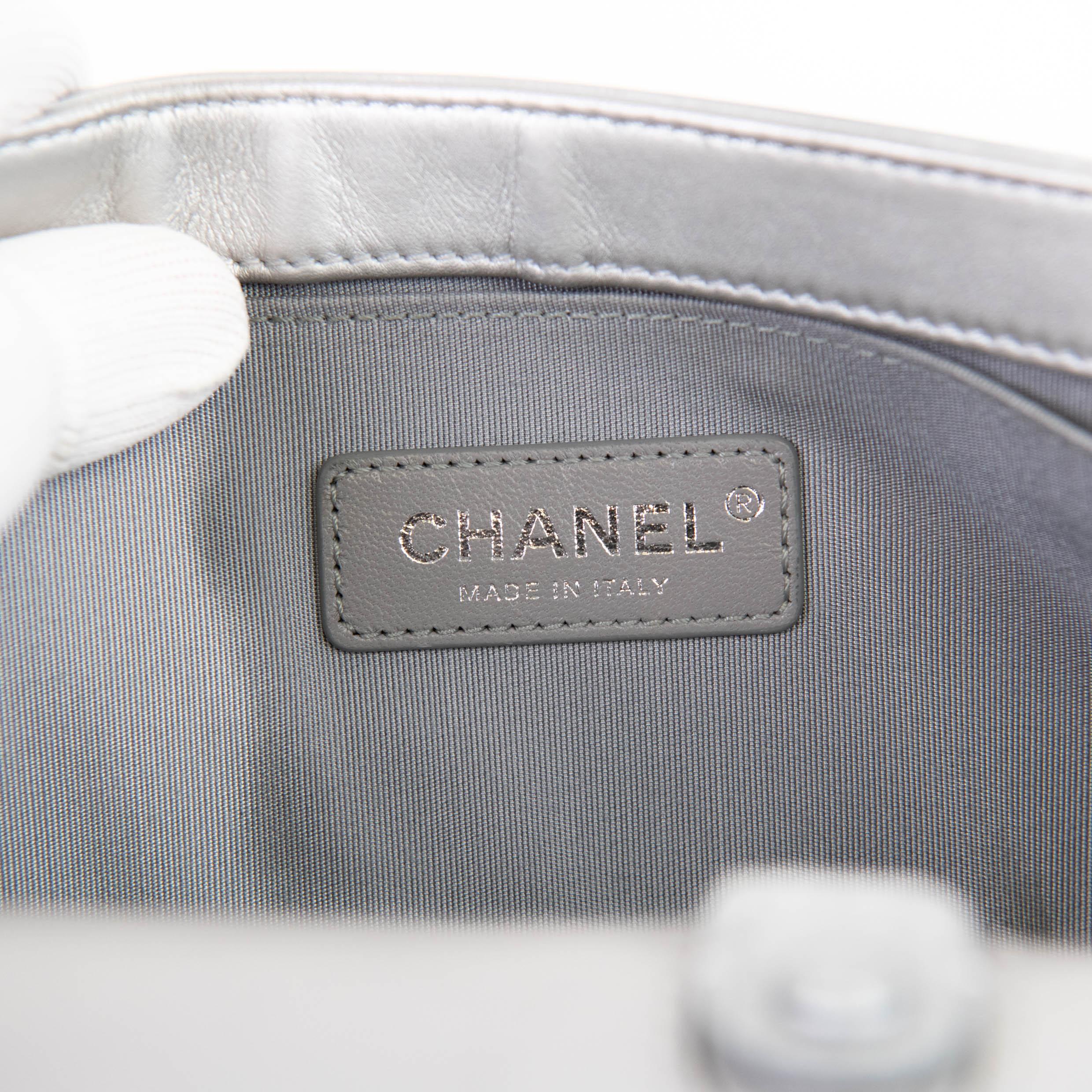 Chanel Silver Metallic Lambskin LED Medium Boy Flap 4