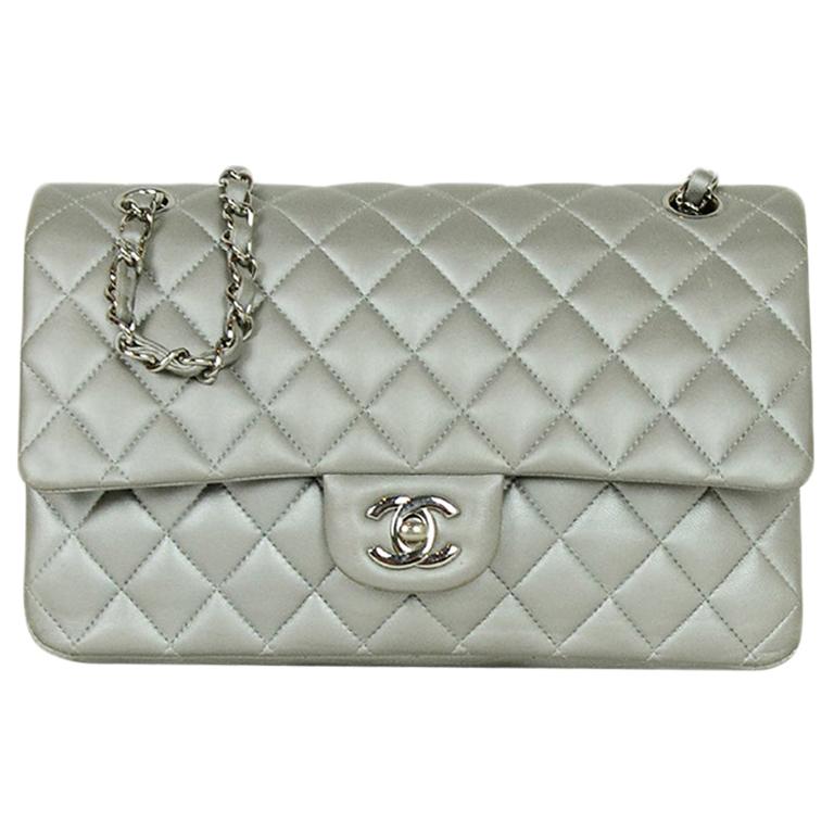 silver quilted chanel bag