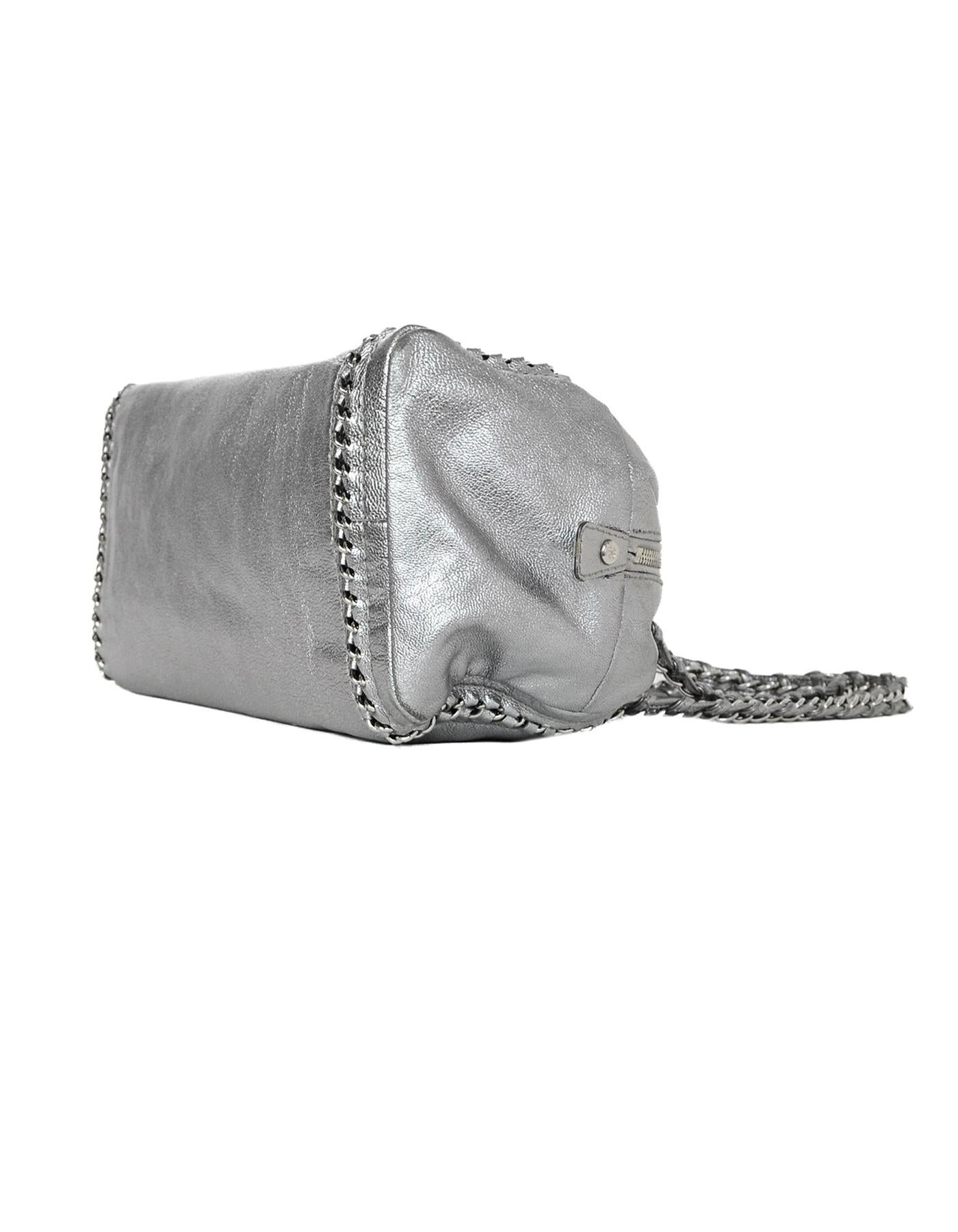 Chanel Silver Metallic Leather Medium Luxe Ligne CC Bowler Shoulder Bag 1