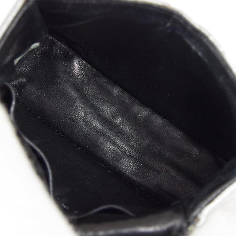 CHANEL Silver Metallic Leather Micro Mini Evening Pouch Pochette Chain Belt Bag 1
