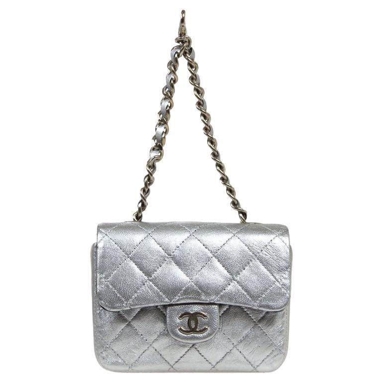 chanel silver clutch purse