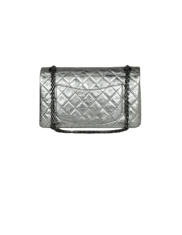 Chanel Silver Matelasse Metallic Leather Vintage Shoulder Bag