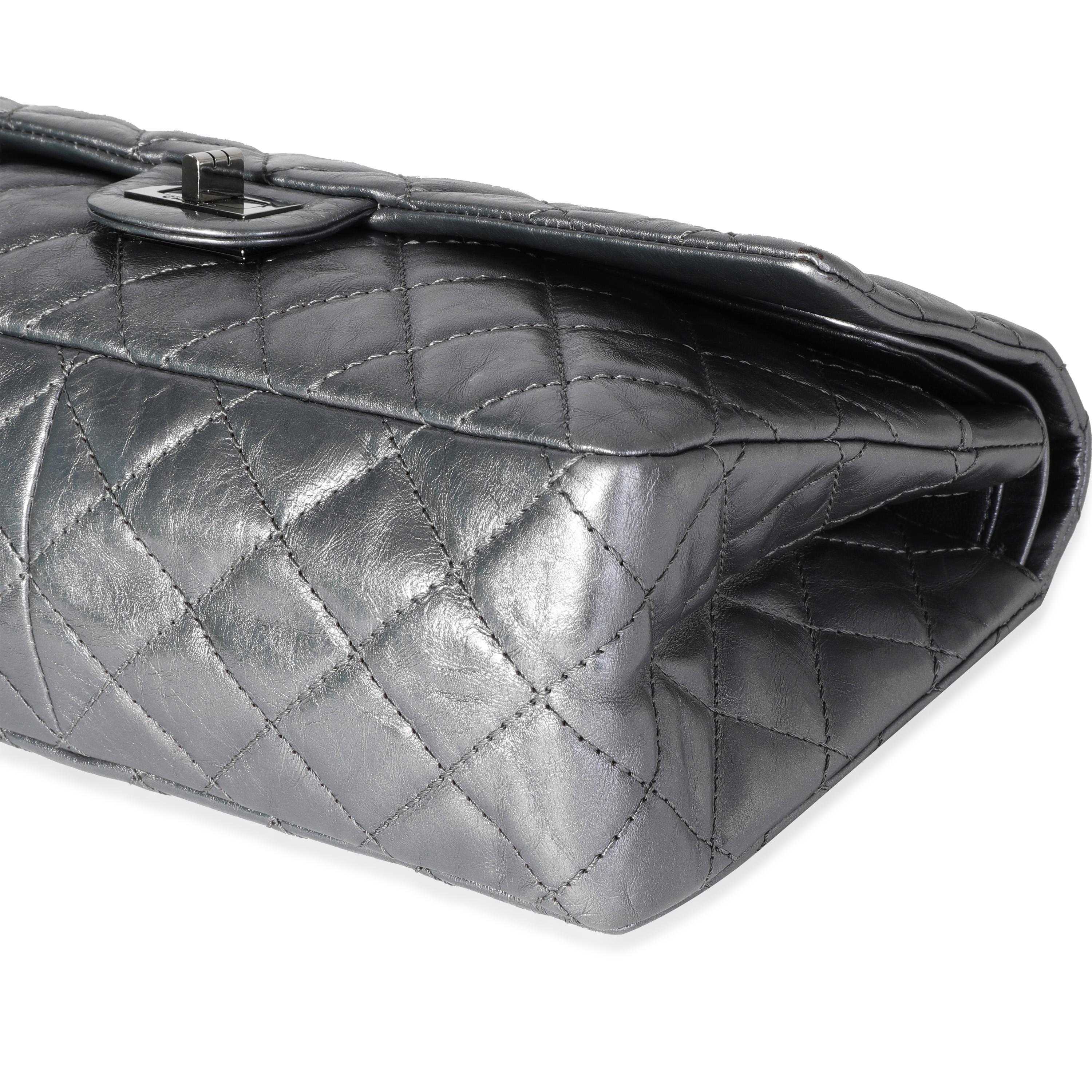 Chanel Silver Metallic Quilted Aged Calfskin Reissue 2.55 226 1