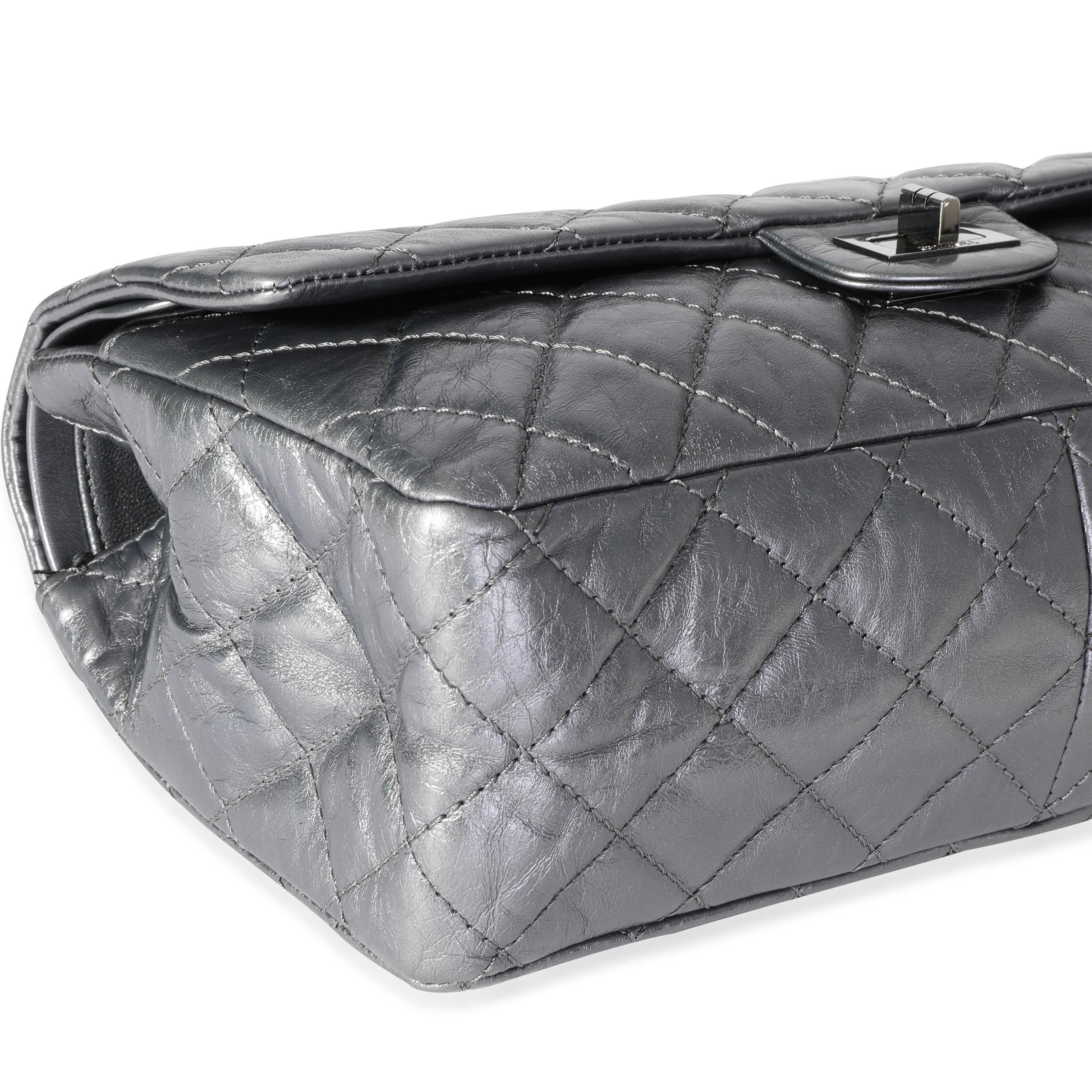 Chanel Silver Metallic Quilted Aged Calfskin Reissue 2.55 226 2