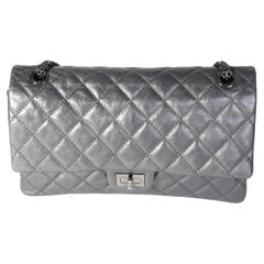 Chanel Silver Metallic Quilted Aged Calfskin Reissue 2.55 226