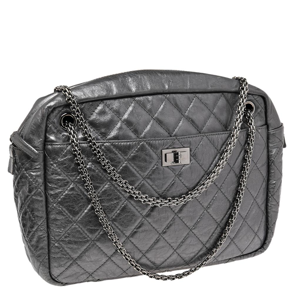Women's Chanel Silver Metallic Quilted Calfskin Large Reissue Camera Bag