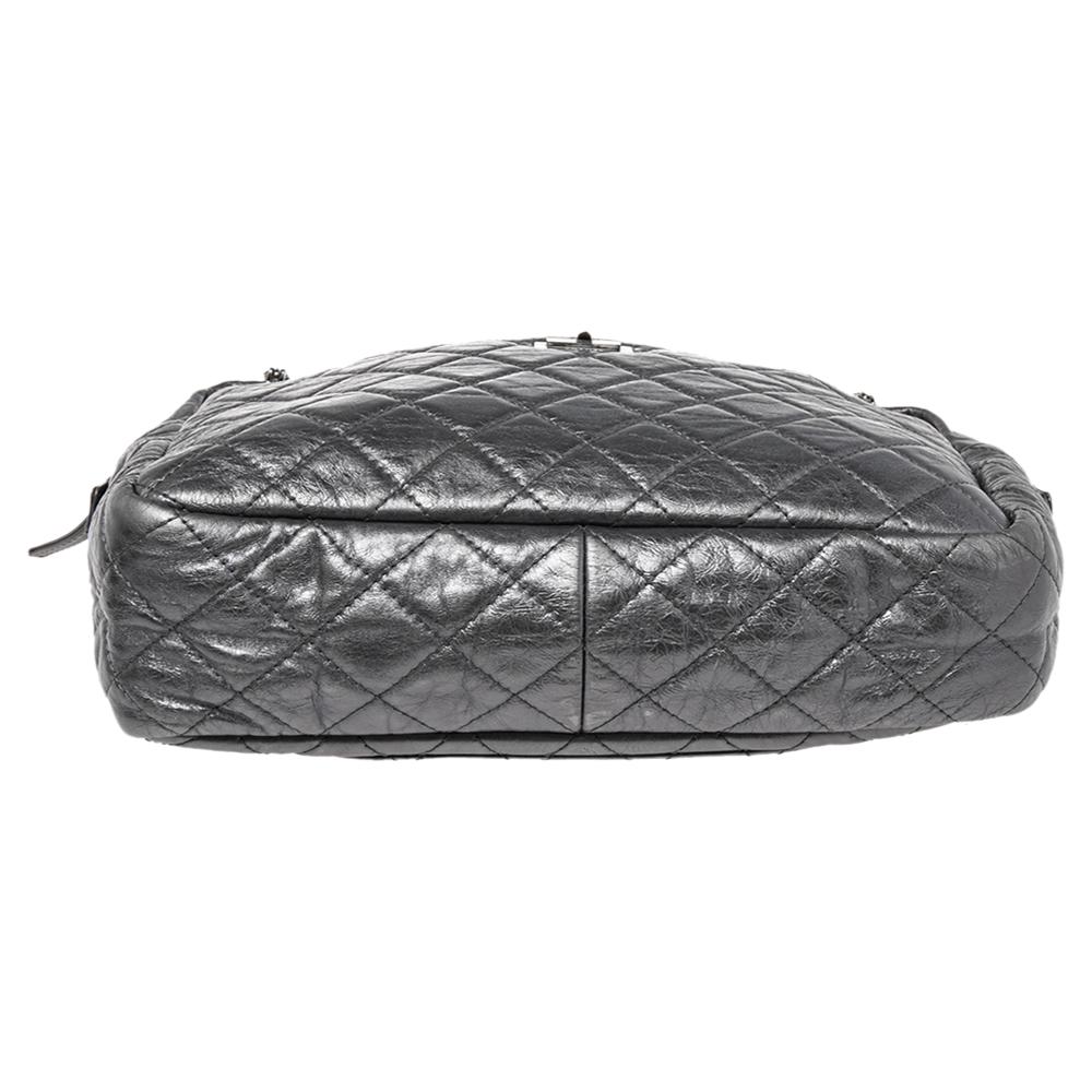 Chanel Silver Metallic Quilted Calfskin Large Reissue Camera Bag 1