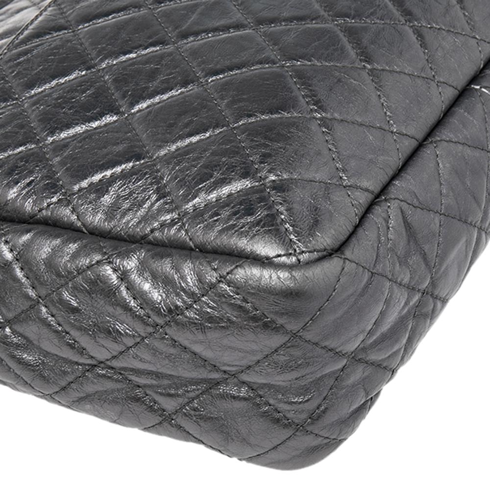 Chanel Silver Metallic Quilted Calfskin Large Reissue Camera Bag 4