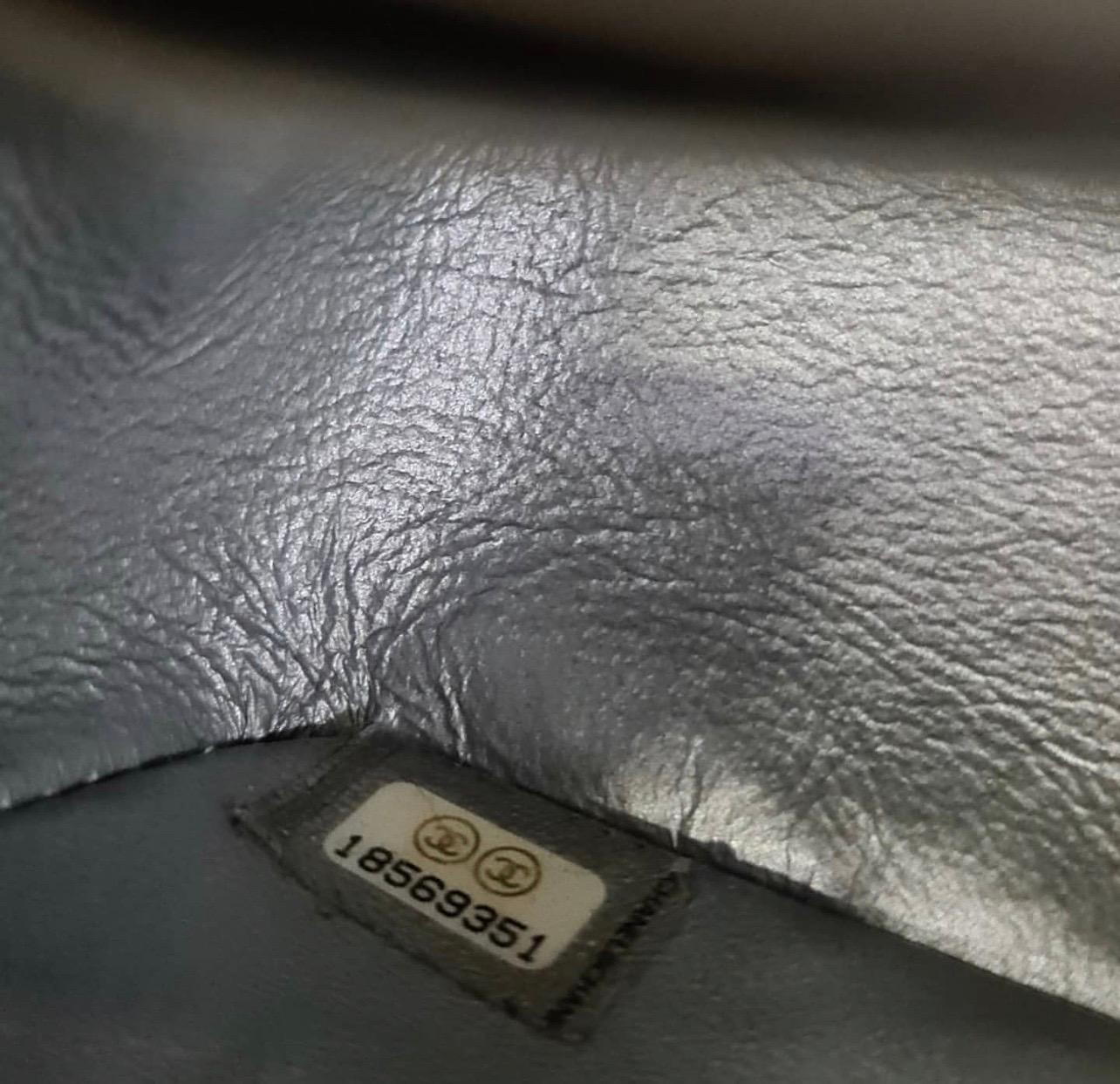 Chanel Silver Metallic Quilted Lambskin Rectangular Mini Flap Bag 5