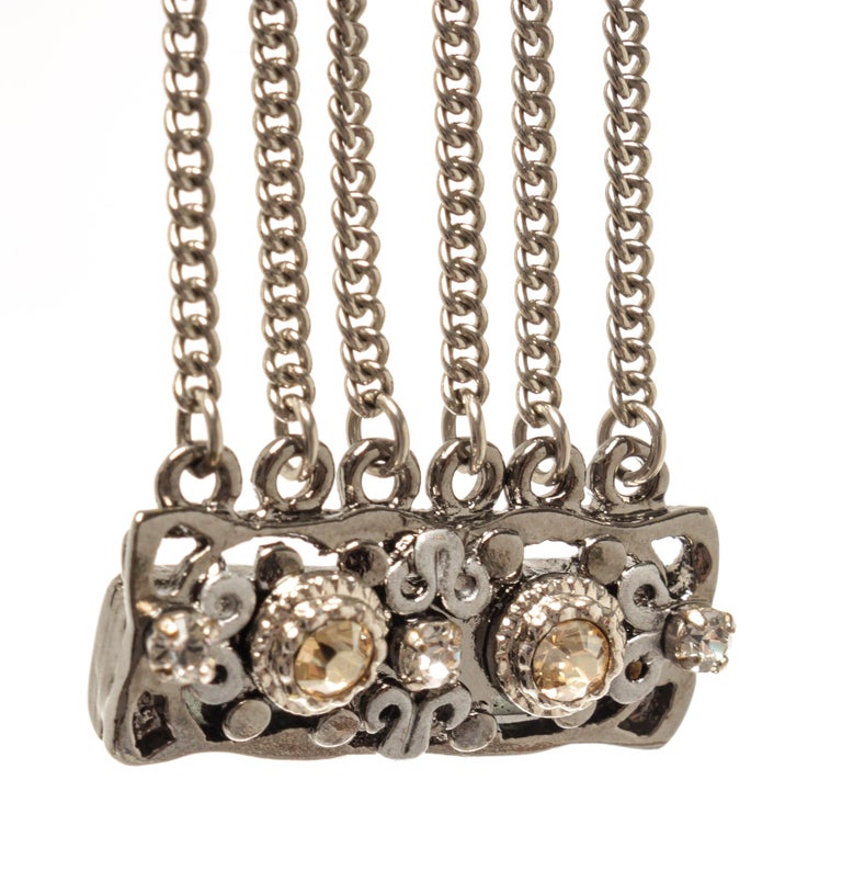 Chanel Silver Multi-row Chain Bracelet For Sale at 1stDibs